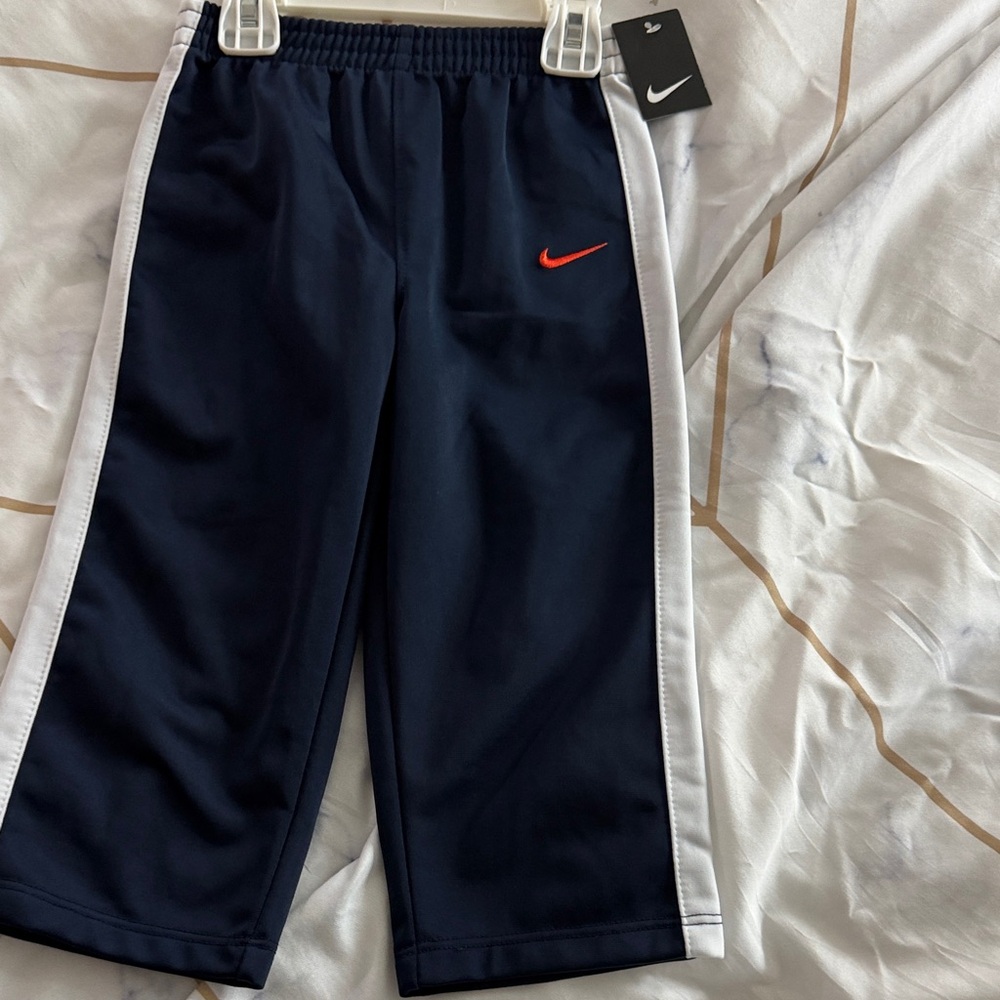 Nike Kids Navy and White Joggers with Orange Swoosh 24 M new